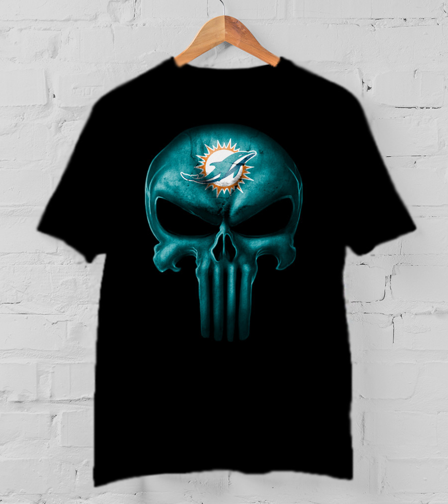 Miami Dolphins Punisher Skull Icon T-Shirt