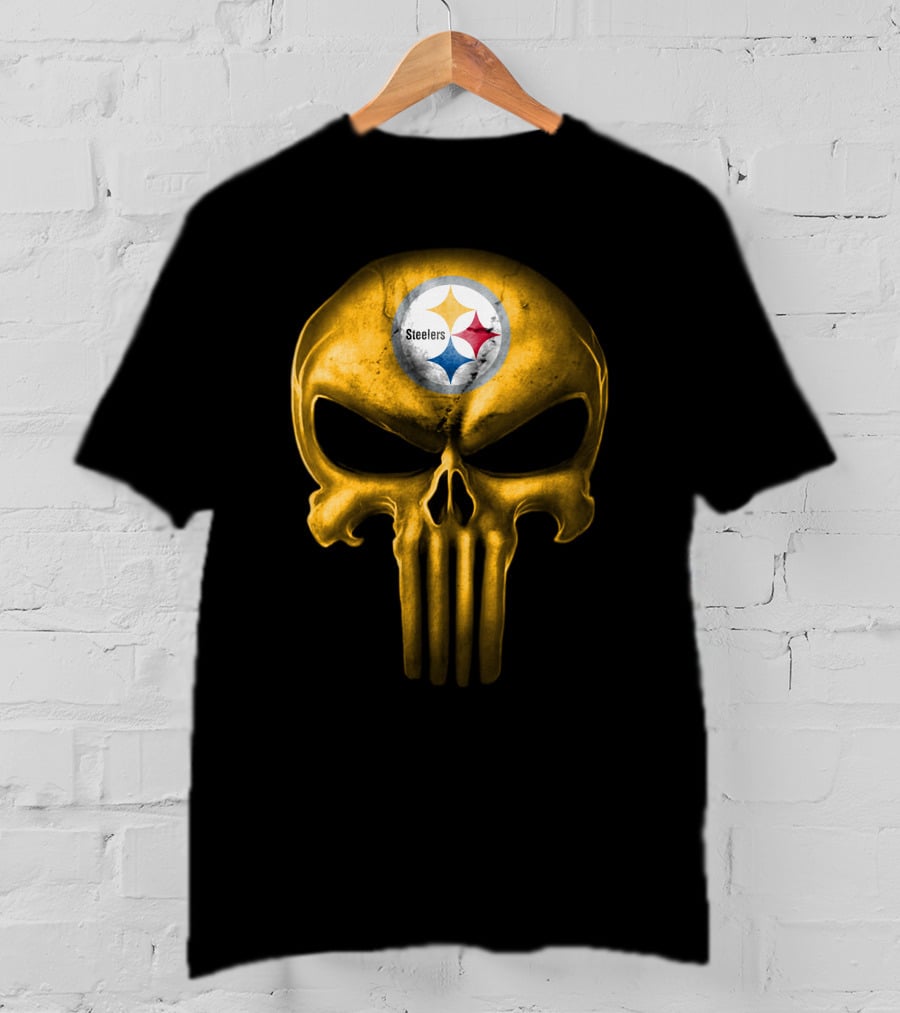 Pittsburgh Steelers Skull Emblem T-Shirt