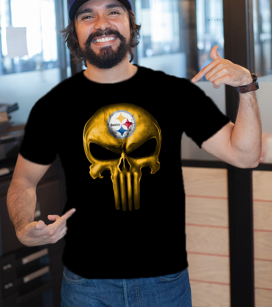 Pittsburgh Steelers Skull Emblem T-Shirt