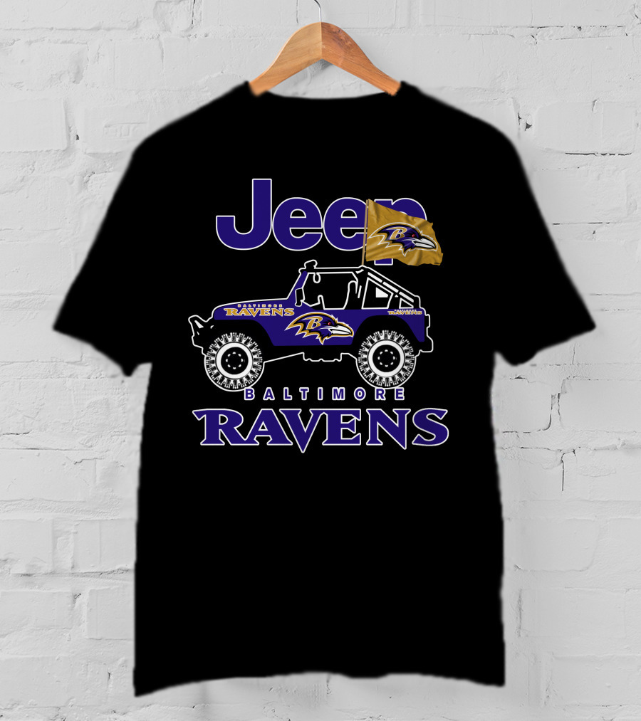 Jeep Baltimore Ravens Flag Logo Iconic Team Representation T-Shirt