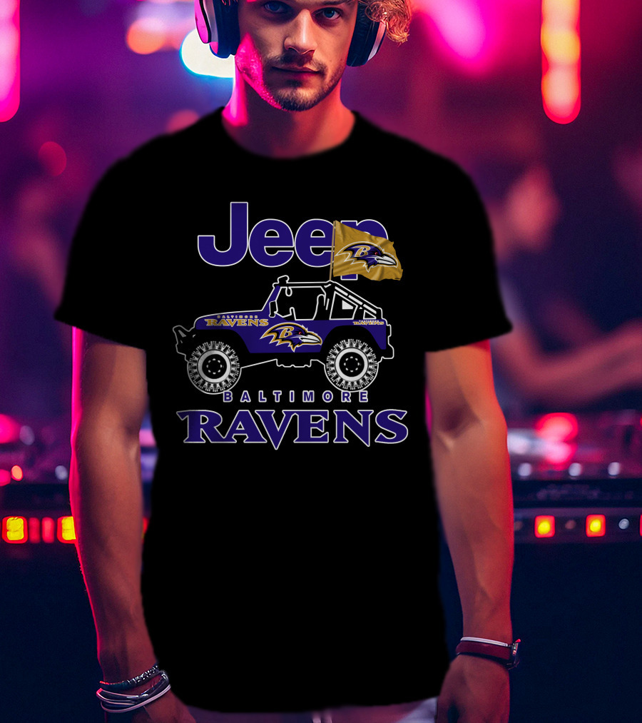 Jeep Baltimore Ravens Flag Logo Iconic Team Representation T-Shirt