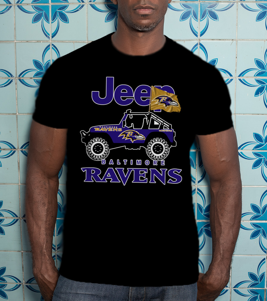 Jeep Baltimore Ravens Flag Logo Iconic Team Representation T-Shirt