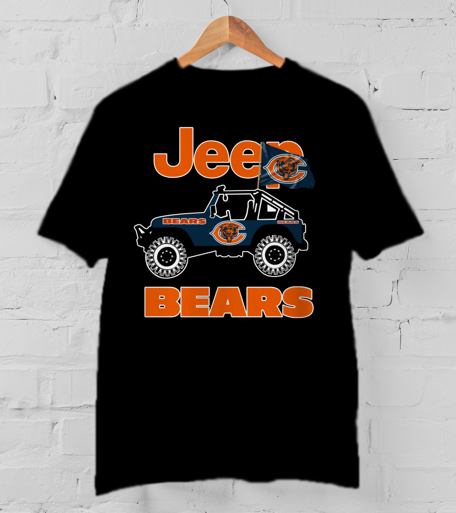 Jeep Bears Chicago Bears Logo Flag Rugged Off-Road Style T-Shirt
