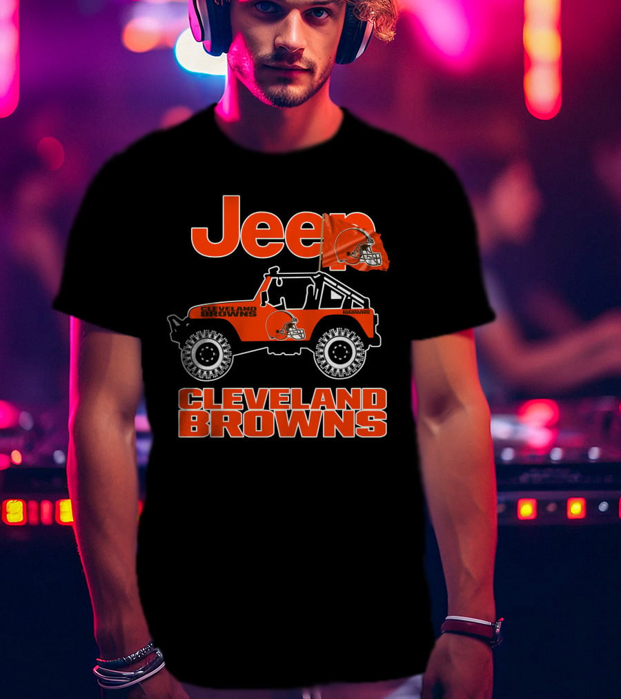 Jeep Cleveland Browns Off-Road Adventure Fan Enthusiast T-Shirt