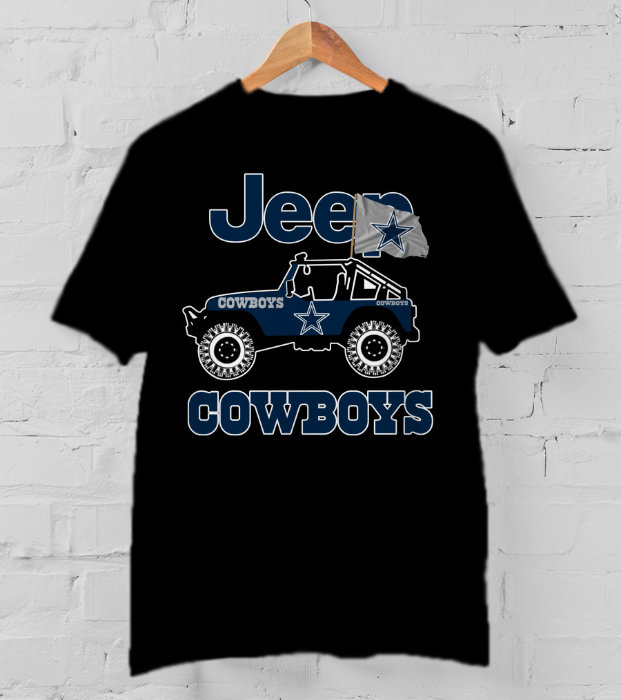 Jeep Cowboys Star Flag Dallas Cowboys Jeep T-Shirt