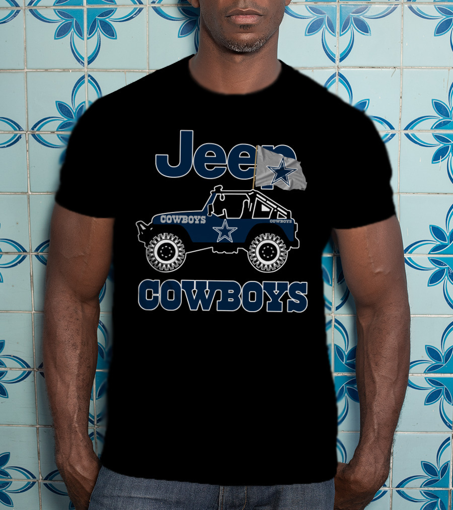 Jeep Cowboys Star Flag Dallas Cowboys Jeep T-Shirt