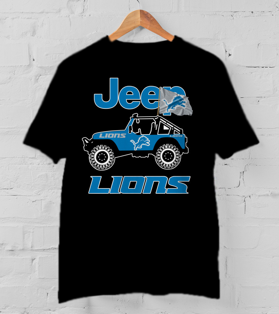 Jeep Lions Detroit Lions Flag Adventure T-Shirt