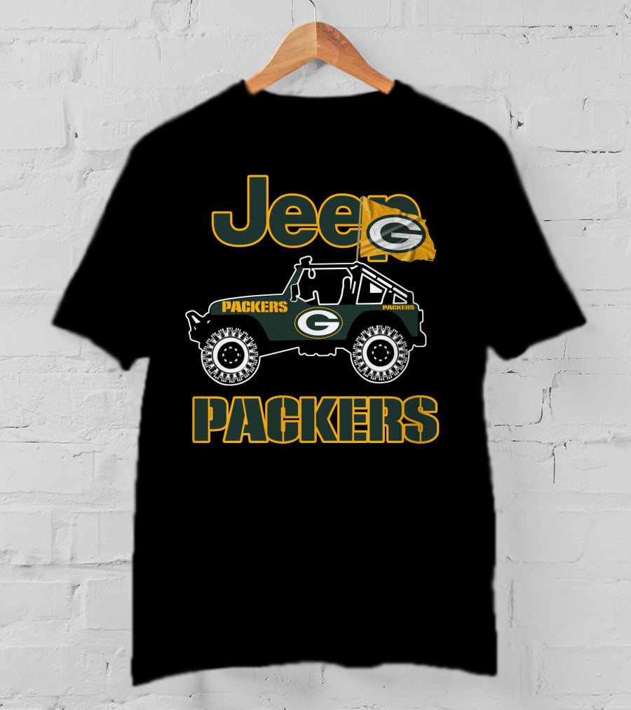 Jeep Packers Green Bay Flag Logo Football Fan T-Shirt