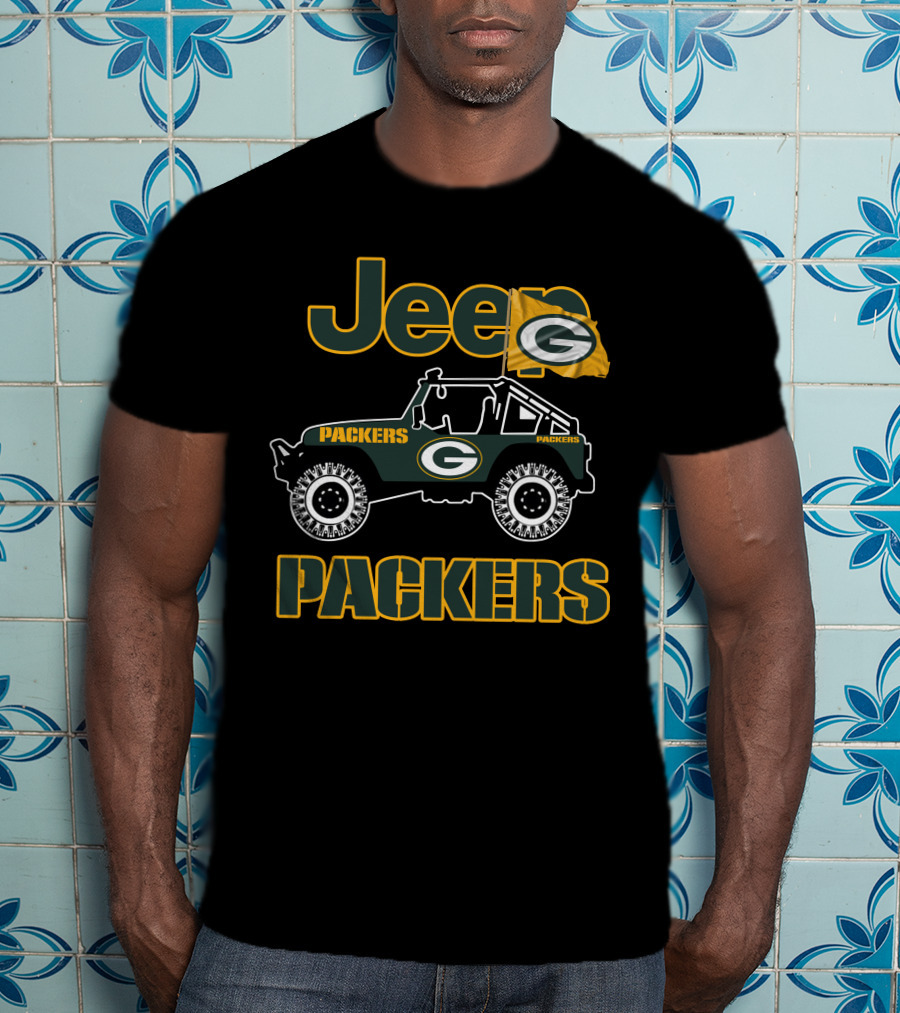 Jeep Packers Green Bay Flag Logo Football Fan T-Shirt