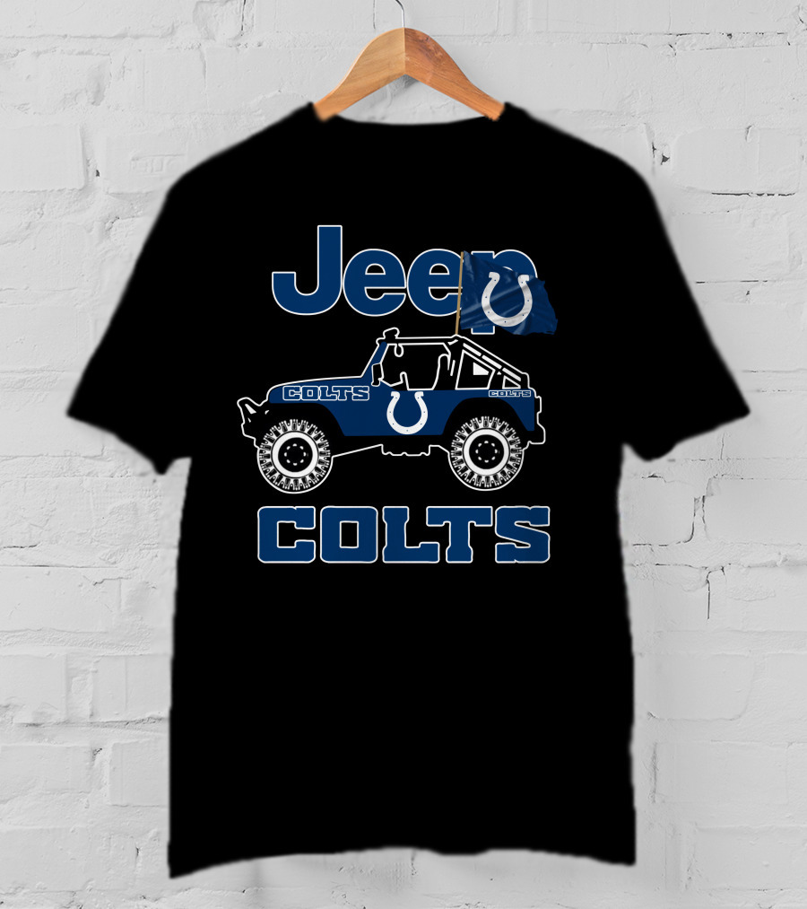 Jeep Indianapolis Colts Jeep Wrangler Logo Flag Colts Rugged Off-Road 4X4 T-Shirt