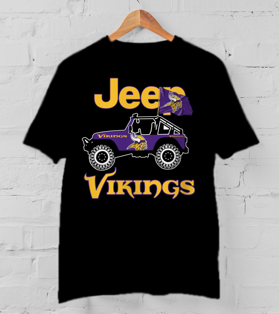Jeep Minnesota Vikings Flag Vehicle T-Shirt