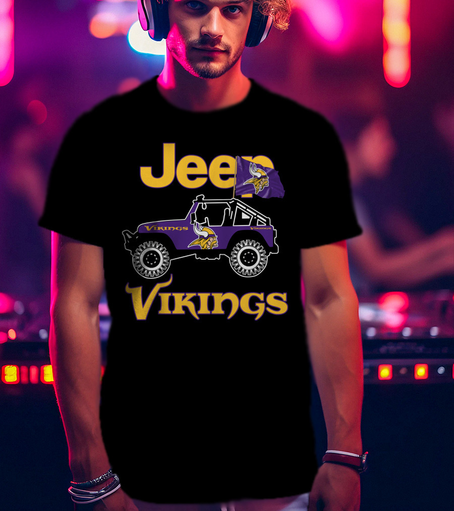 Jeep Minnesota Vikings Flag Vehicle T-Shirt