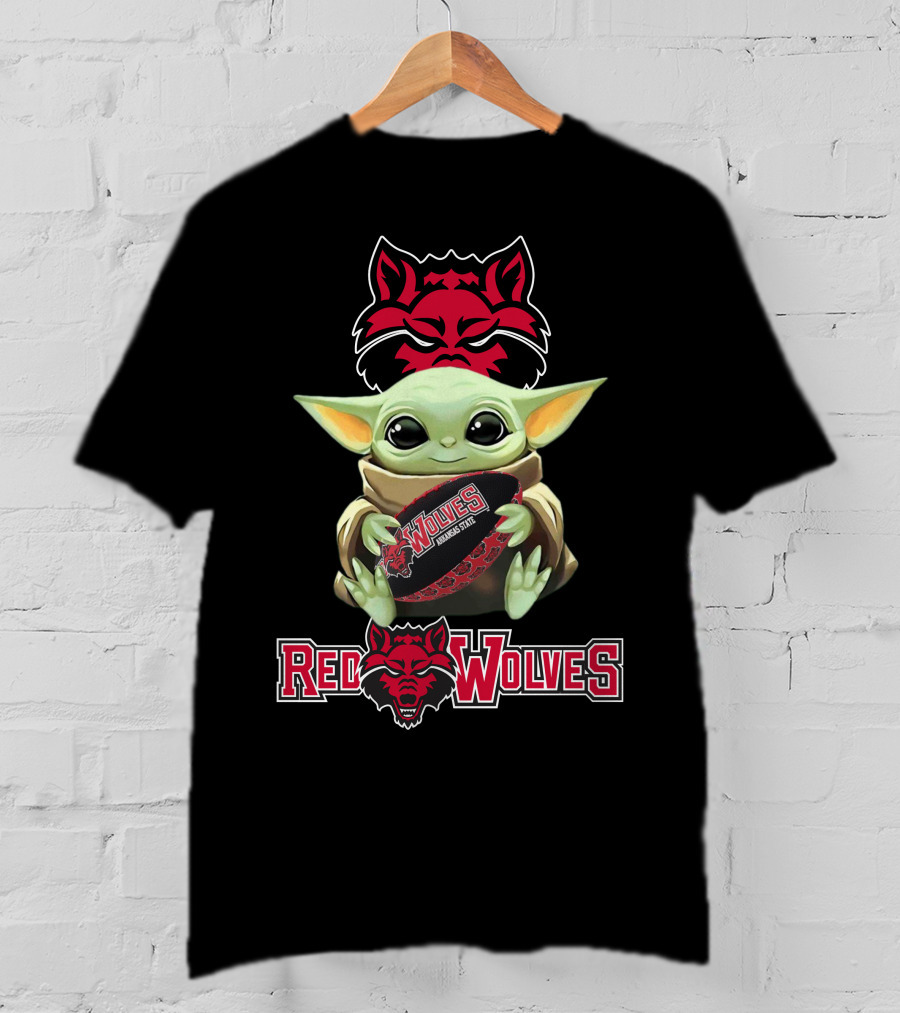 Arkansas State Red Wolves Baby Yoda Star Wars Football T-Shirt