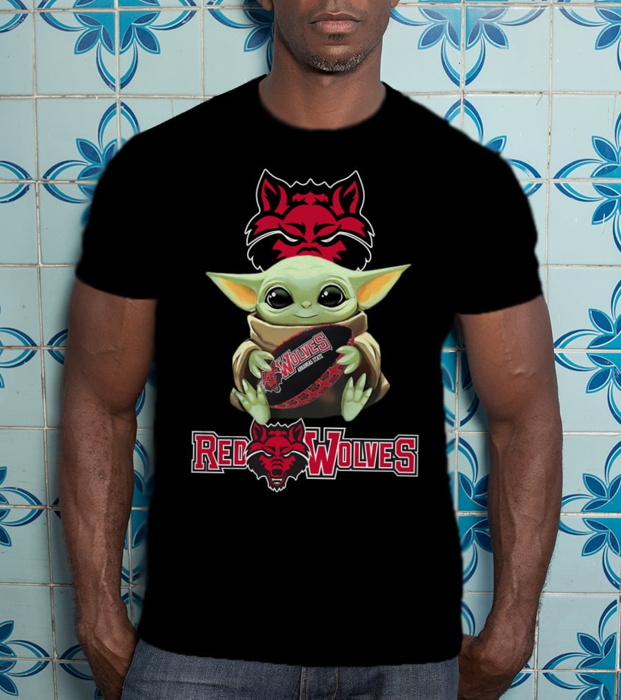 Arkansas State Red Wolves Baby Yoda Star Wars Football T-Shirt