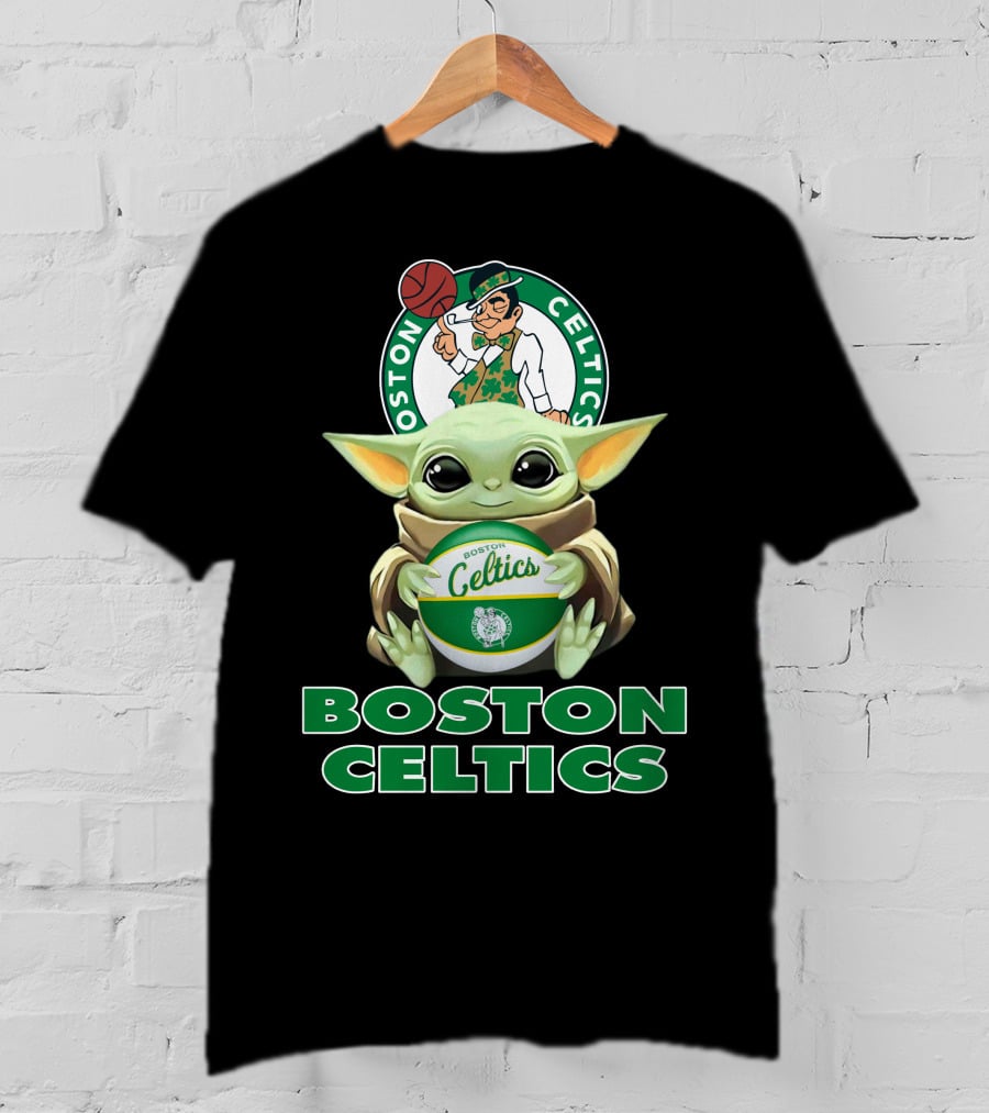 Boston Celtics Baby Yoda Holding Basketball And Team T-Shirt