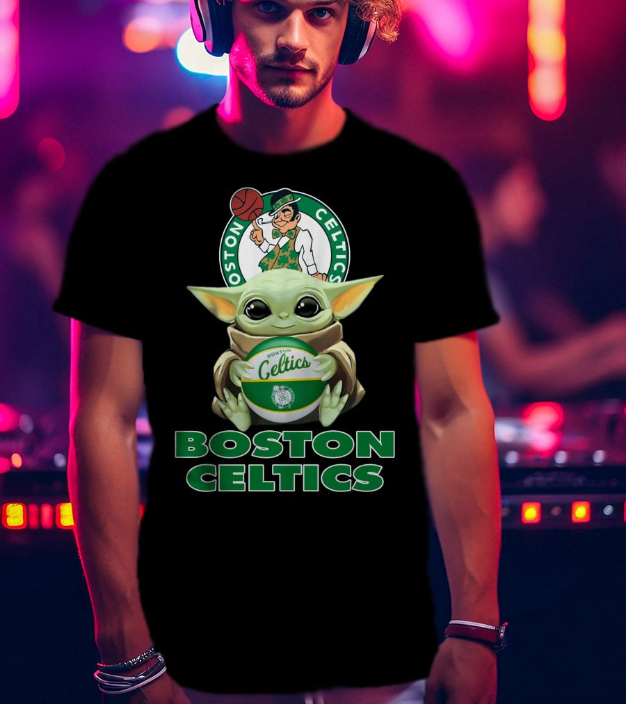 Boston Celtics Baby Yoda Holding Basketball And Team T-Shirt