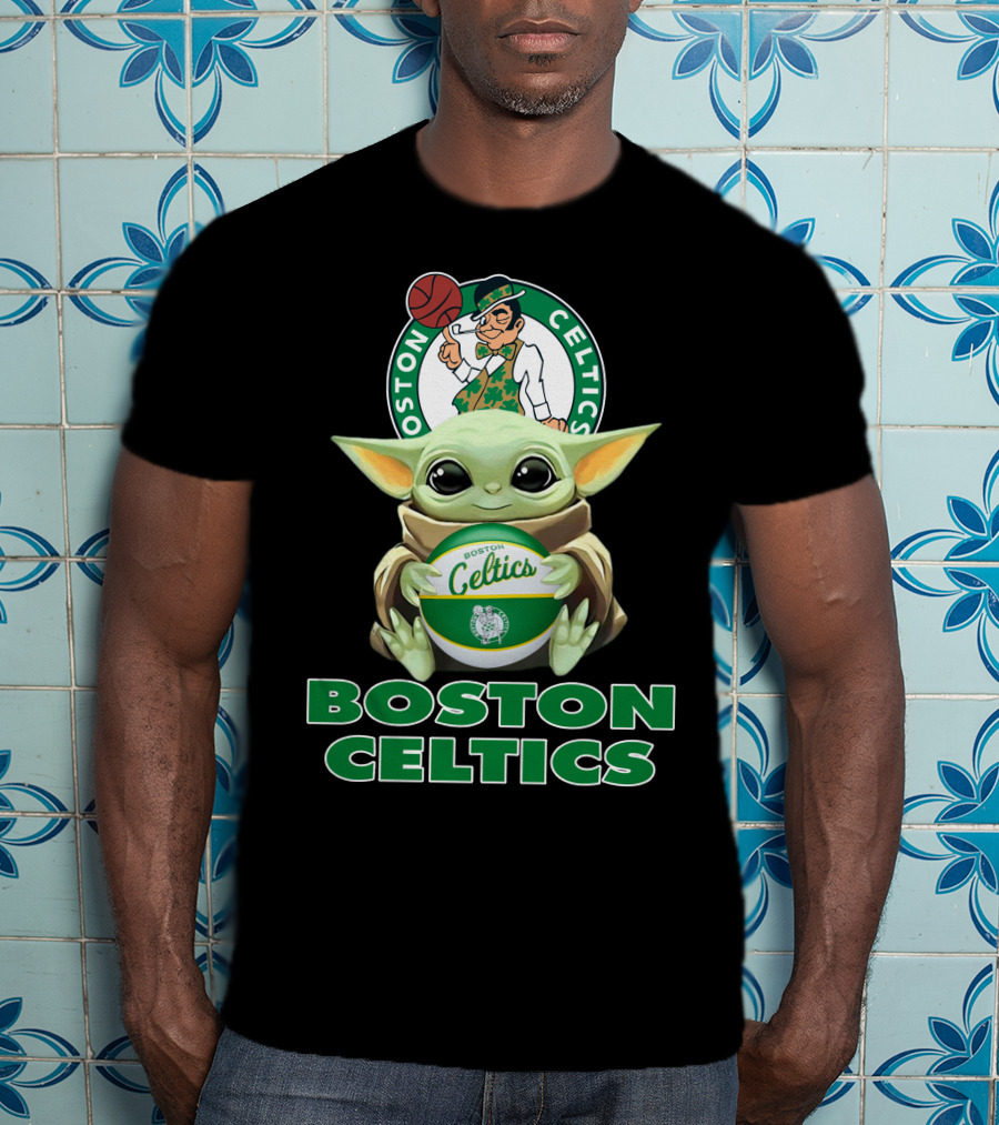 Boston Celtics Baby Yoda Holding Basketball And Team T-Shirt