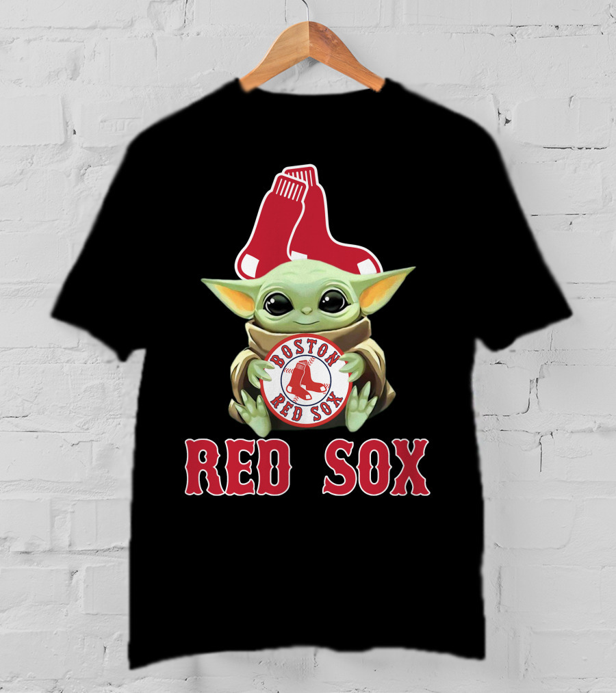 Boston Red Sox Baby Yoda With Team T-Shirt