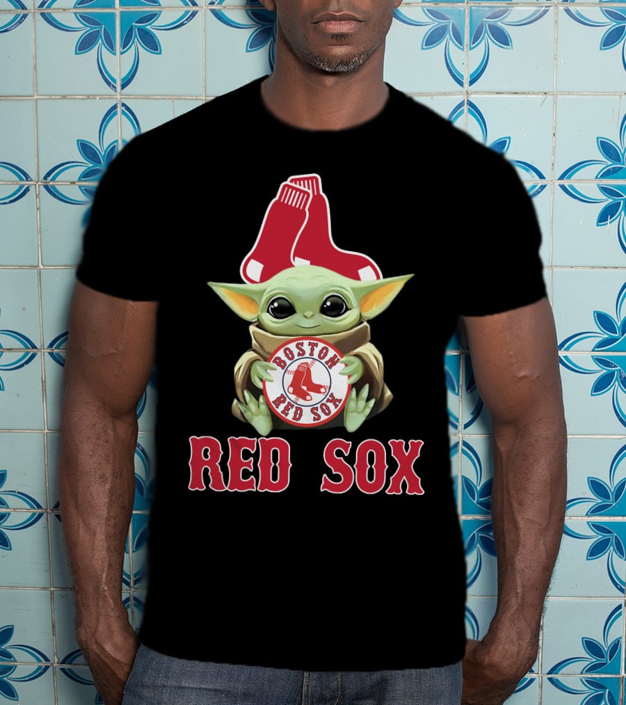 Boston Red Sox Baby Yoda With Team T-Shirt