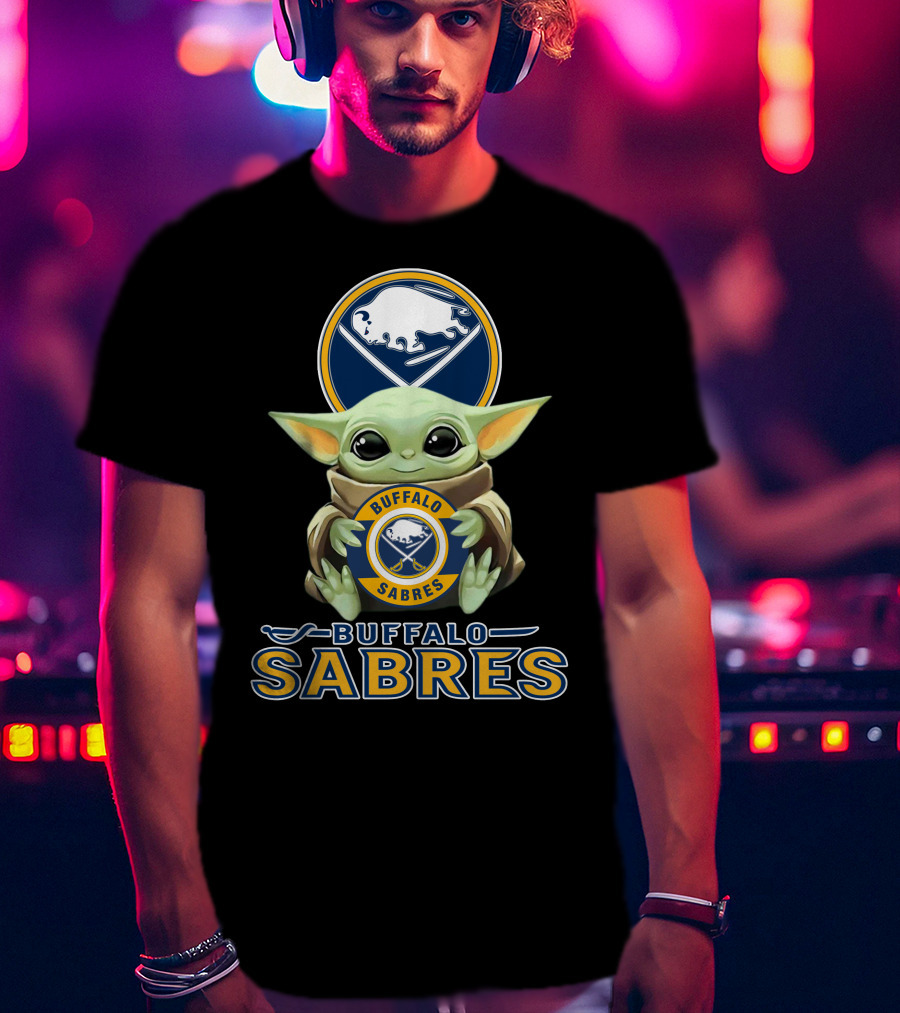 Buffalo Sabres Baby Yoda Holding Team T-Shirt