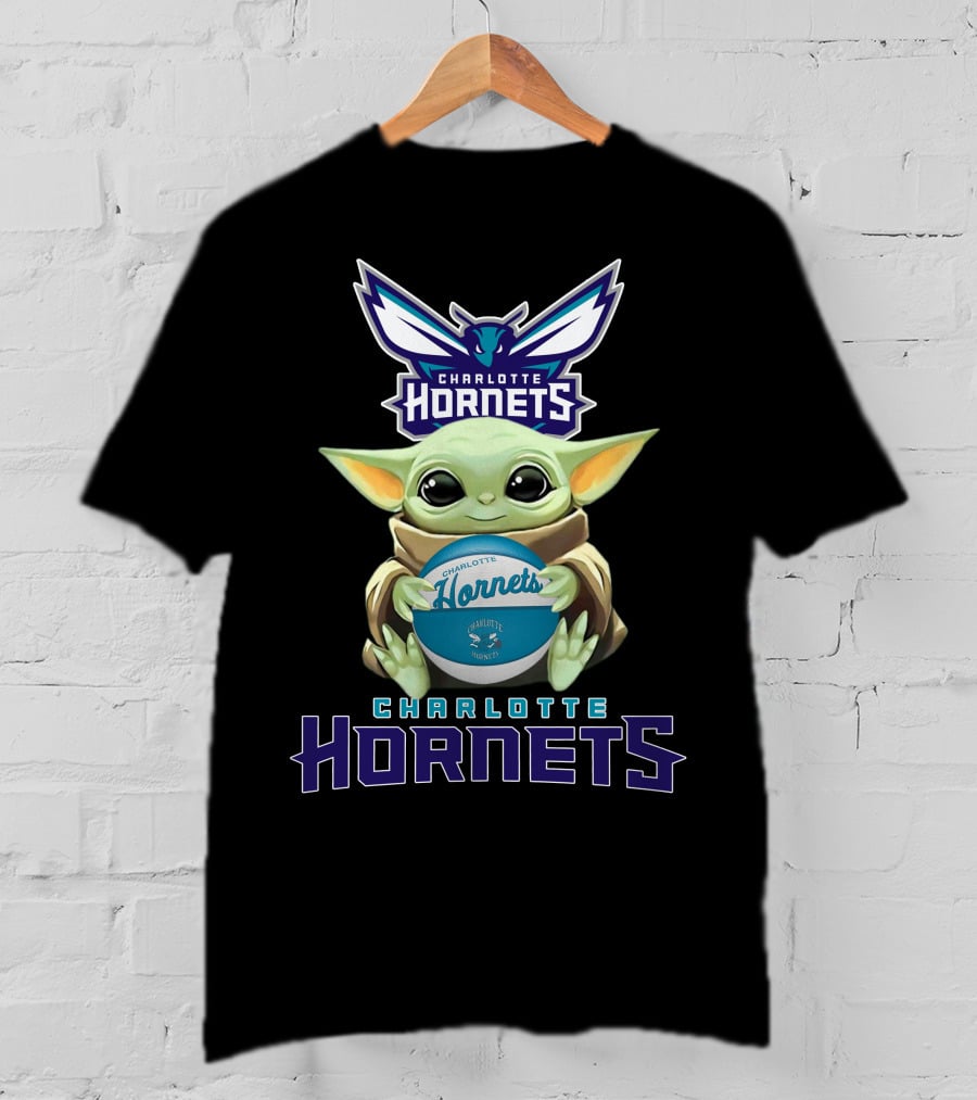 Charlotte Hornets Baby Yoda Basketball Fan Logo Star Wars T-Shirt