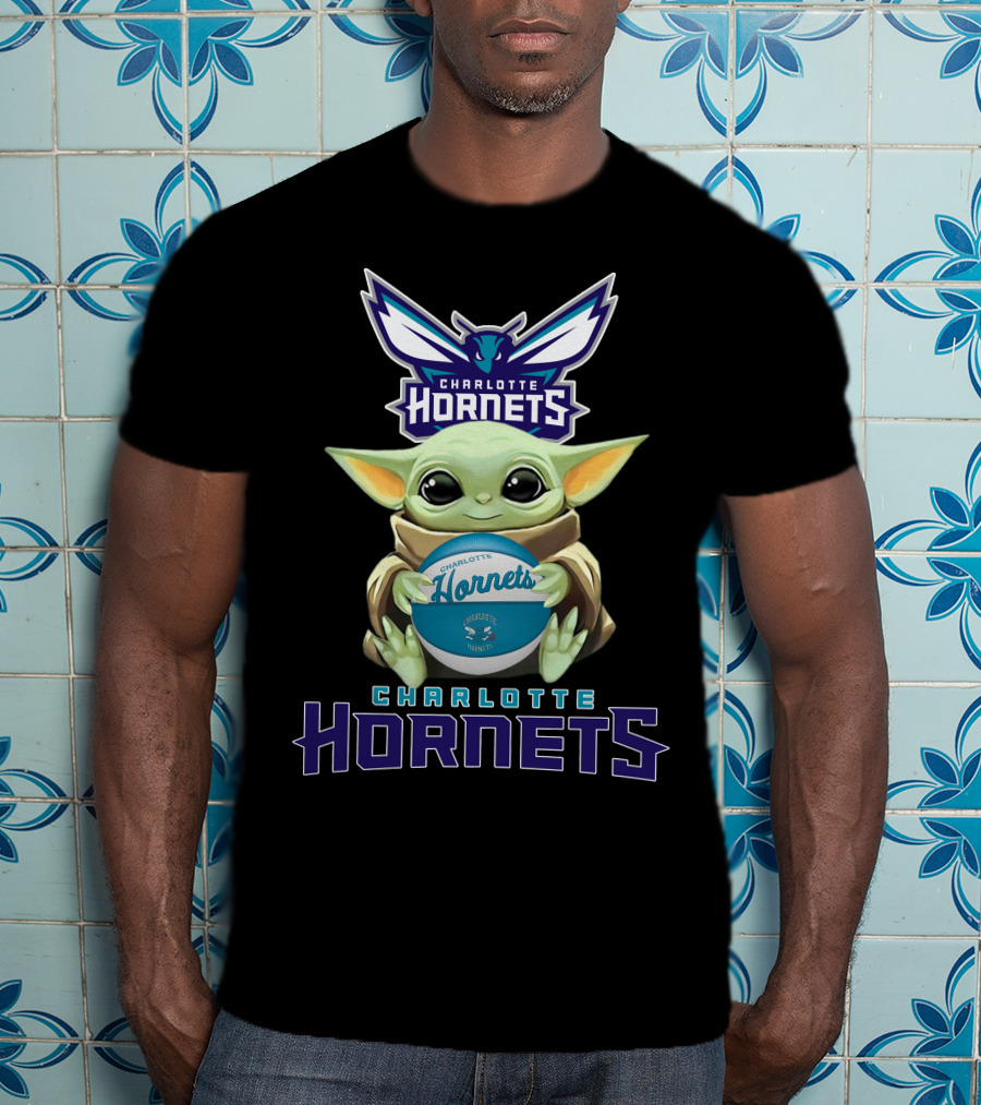 Charlotte Hornets Baby Yoda Basketball Fan Logo Star Wars T-Shirt