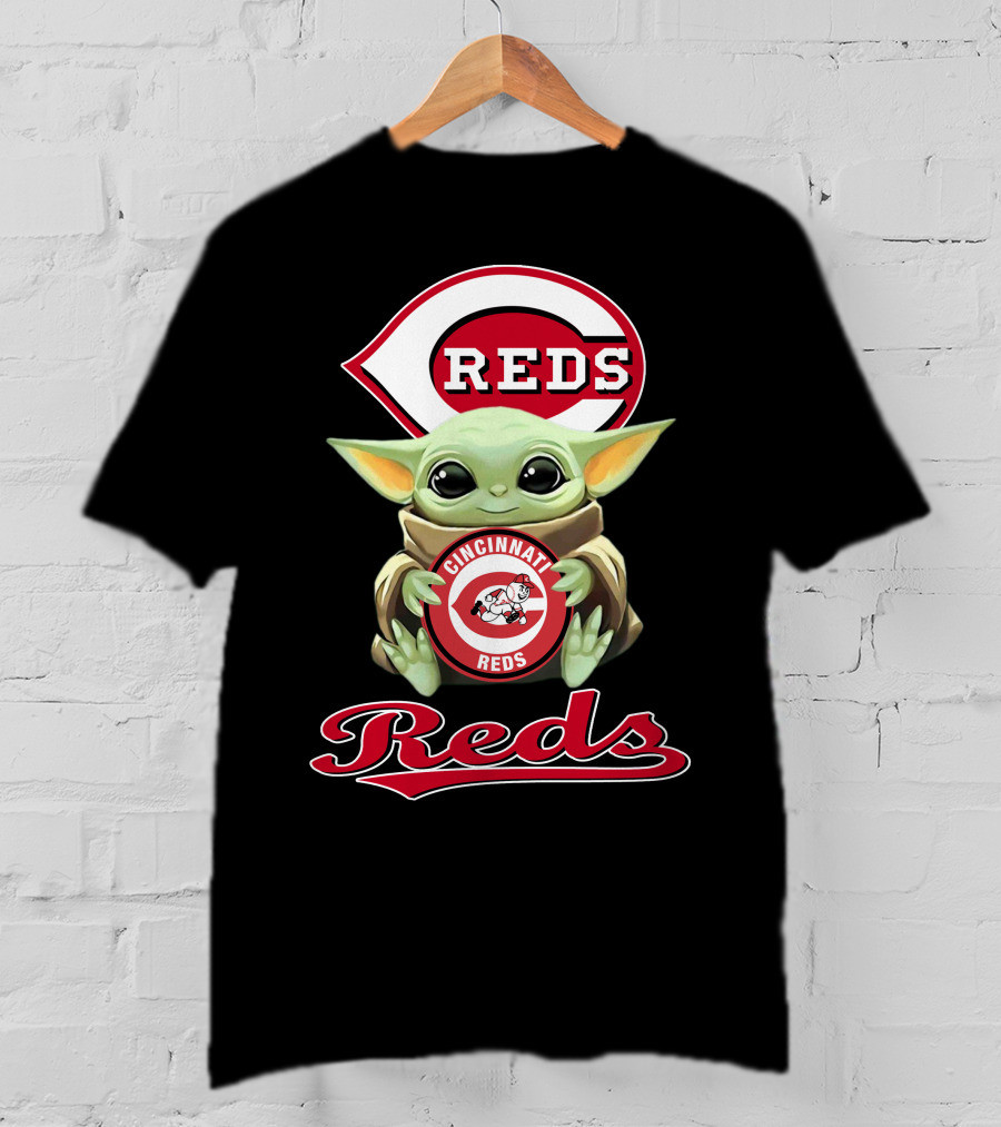 Cincinnati Reds Baby Yoda Holding Reds T-Shirt