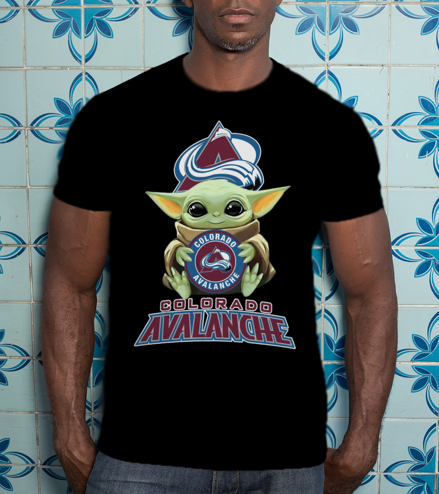 Colorado Avalanche Baby Yoda Holding T-Shirt