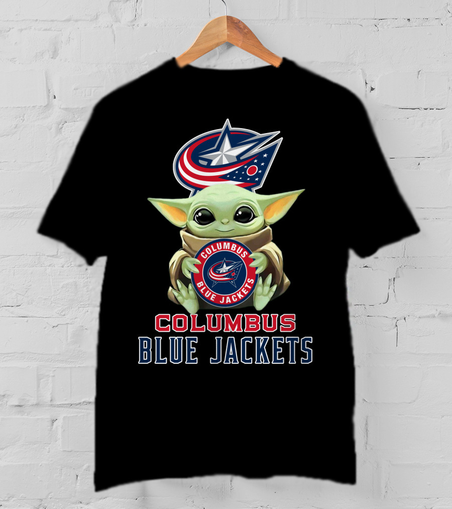Columbus Blue Jackets Baby Yoda Holding Team T-Shirt