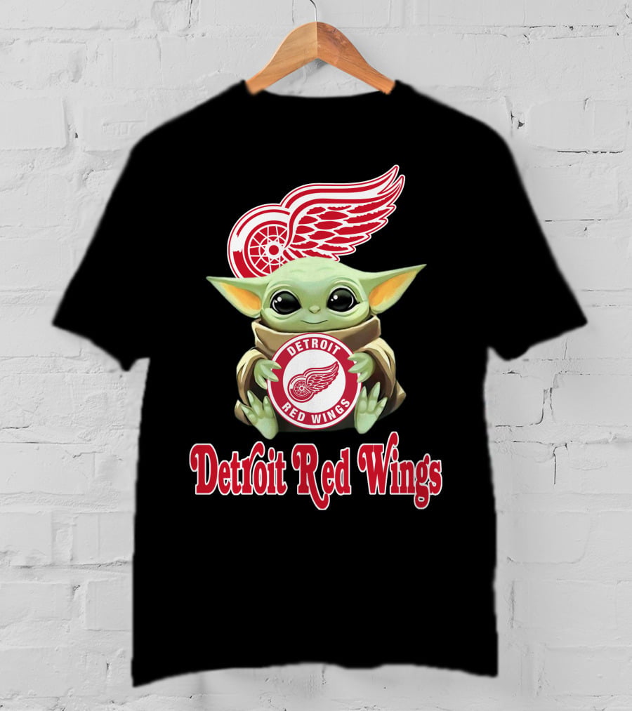 Detroit Red Wings Baby Yoda Holding T-Shirt