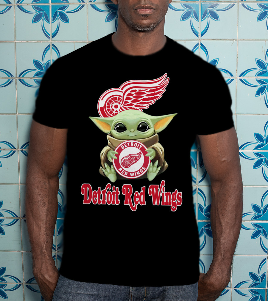 Detroit Red Wings Baby Yoda Holding T-Shirt