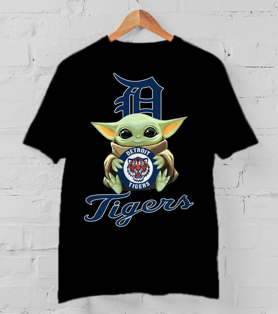 Detroit Tigers Baby Yoda Holding Team T-Shirt