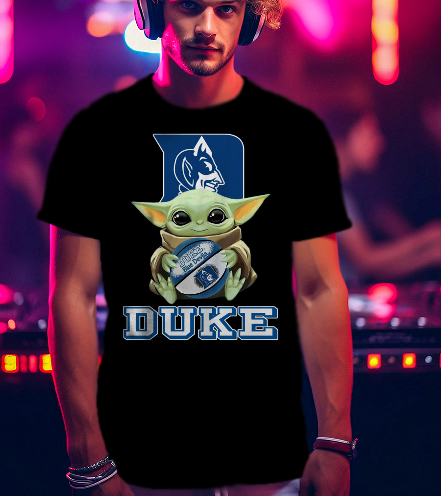 Duke Blue Devils Baby Yoda Holding Basketball T-Shirt
