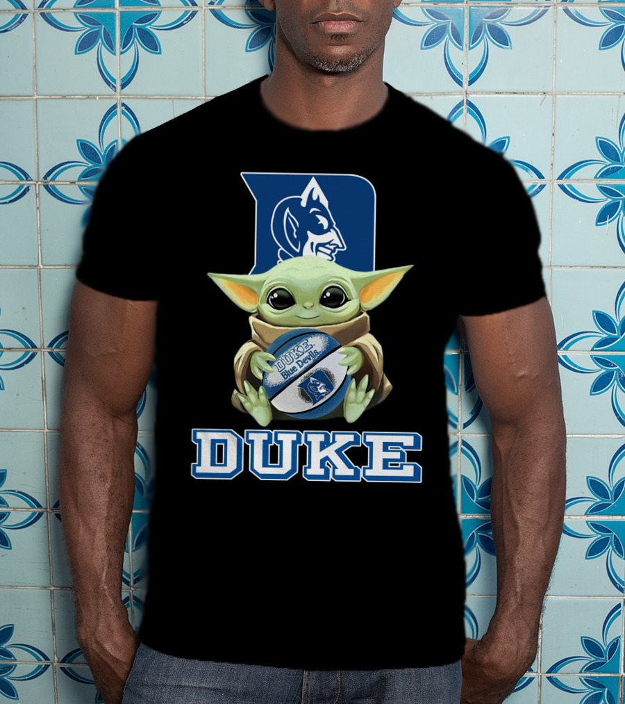 Duke Blue Devils Baby Yoda Holding Basketball T-Shirt