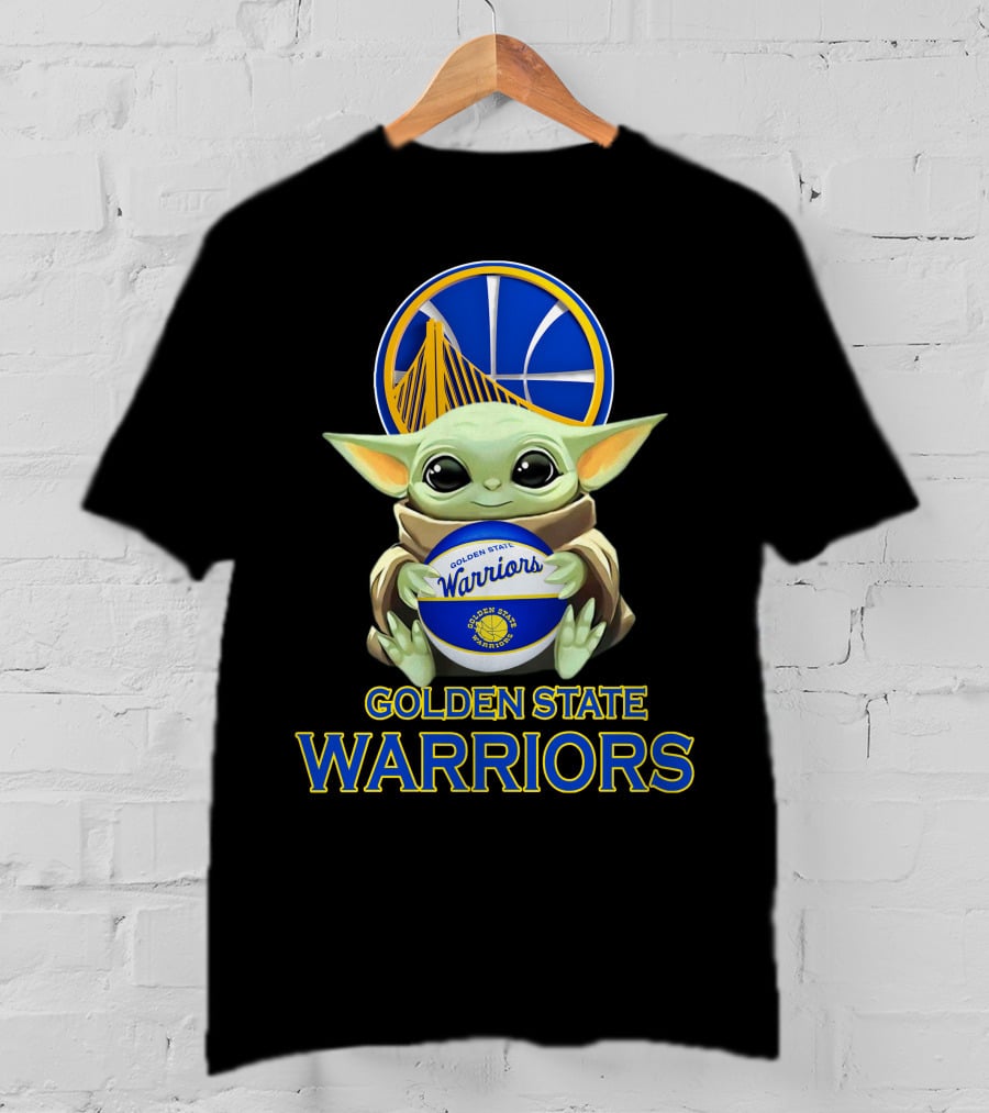 Golden State Warriors Baby Yoda Holding Basketball T-Shirt