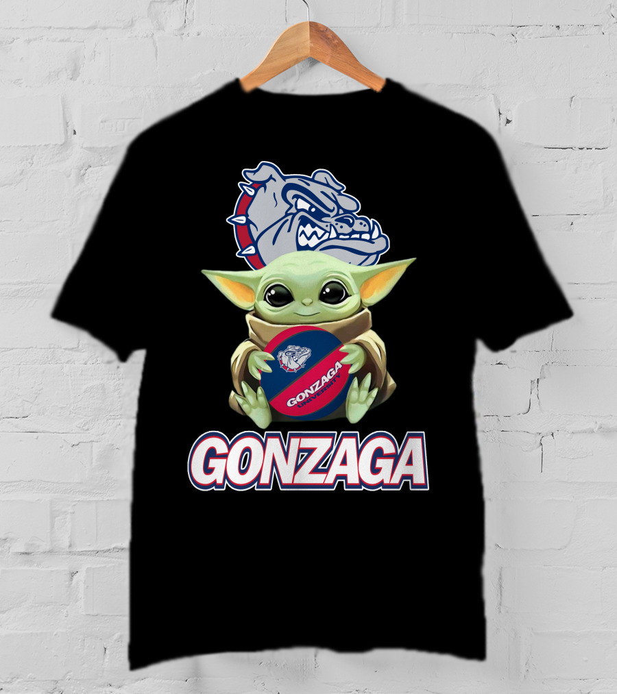 Gonzaga Bulldogs Baby Yoda Holding Basketball T-Shirt