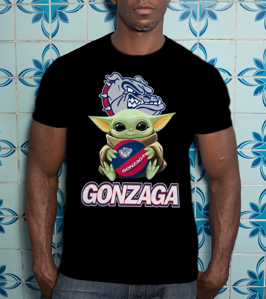 Gonzaga Bulldogs Baby Yoda Holding Basketball T-Shirt