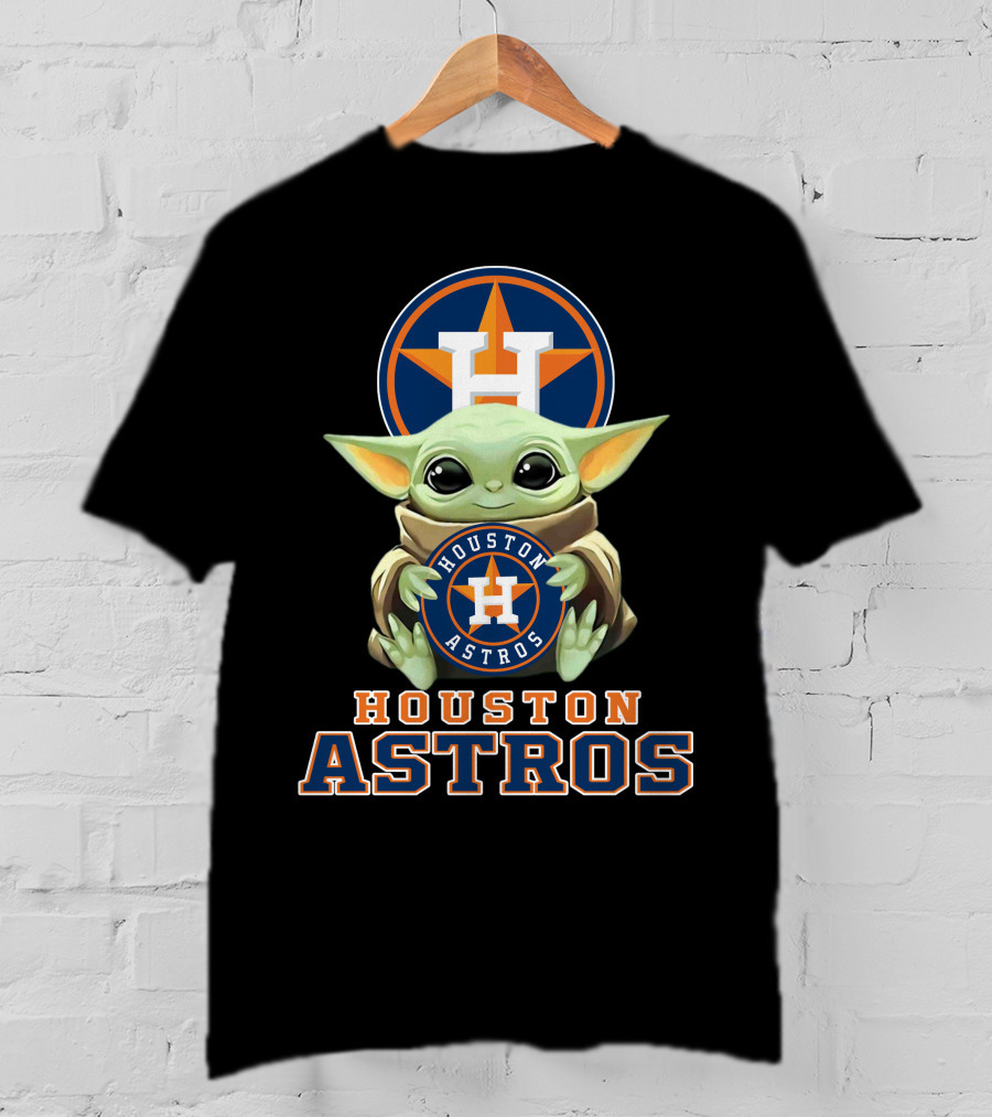 Houston Astros Baby Yoda With Team T-Shirt