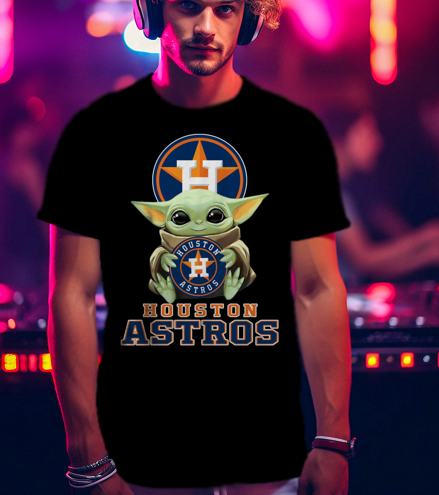 Houston Astros Baby Yoda With Team T-Shirt