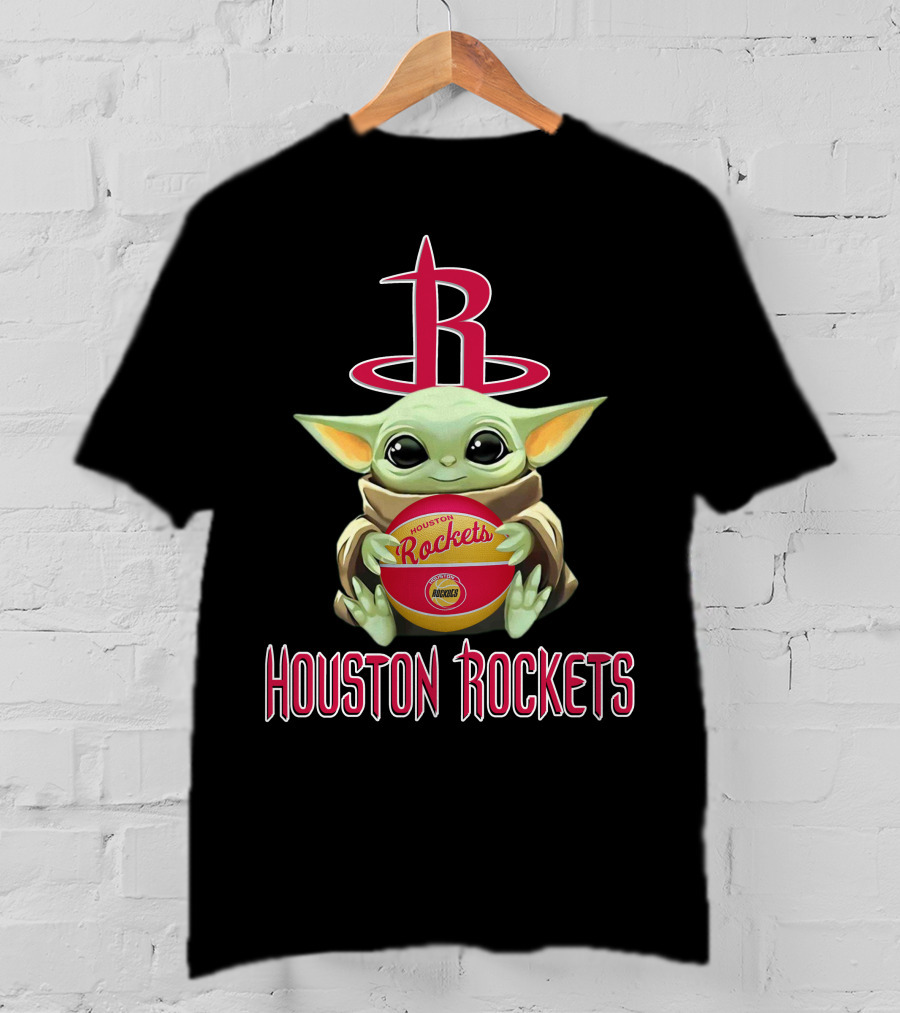 Houston Rockets Baby Yoda Basketball Nba Star Wars Crossover T-Shirt