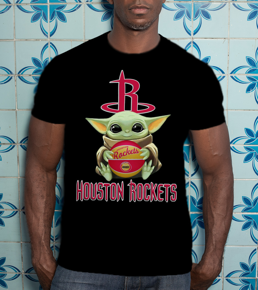 Houston Rockets Baby Yoda Basketball Nba Star Wars Crossover T-Shirt