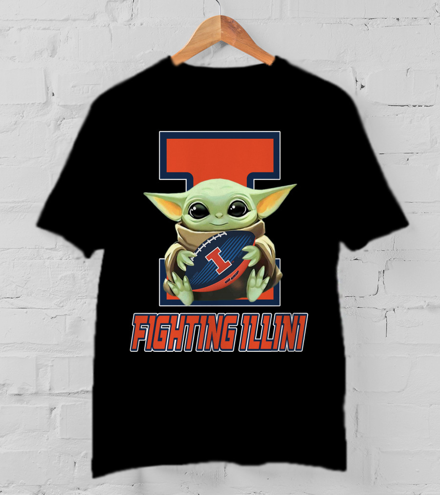 Illinois Fighting Illini Baby Yoda Football T-Shirt
