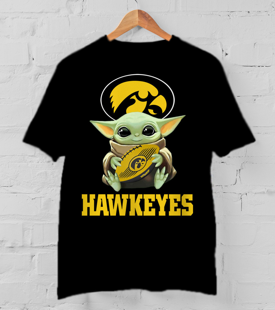 Iowa Hawkeyes Baby Yoda Football T-Shirt