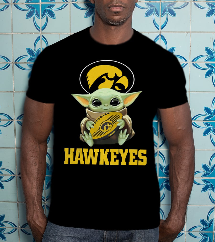 Iowa Hawkeyes Baby Yoda Football T-Shirt