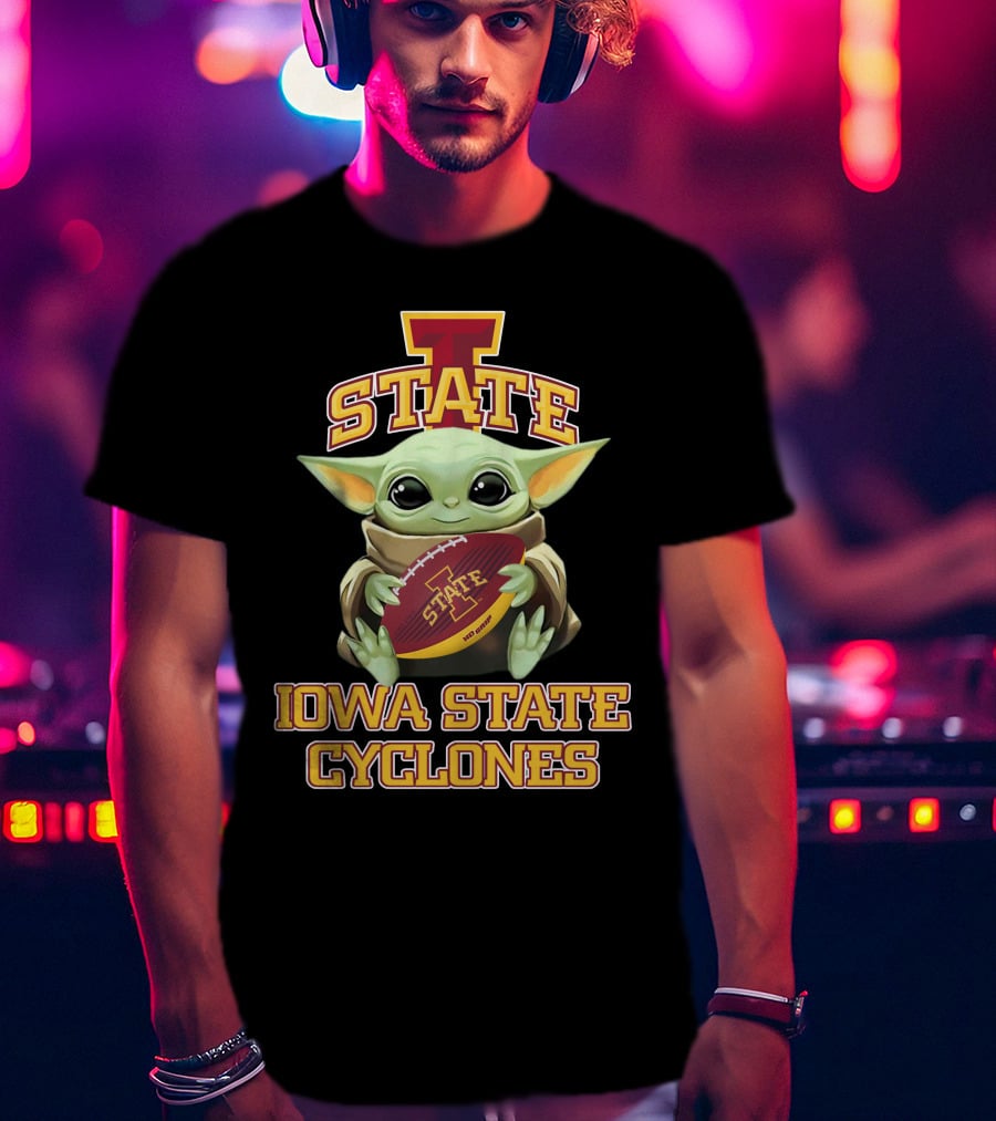 Iowa State Cyclones Baby Yoda Football T-Shirt