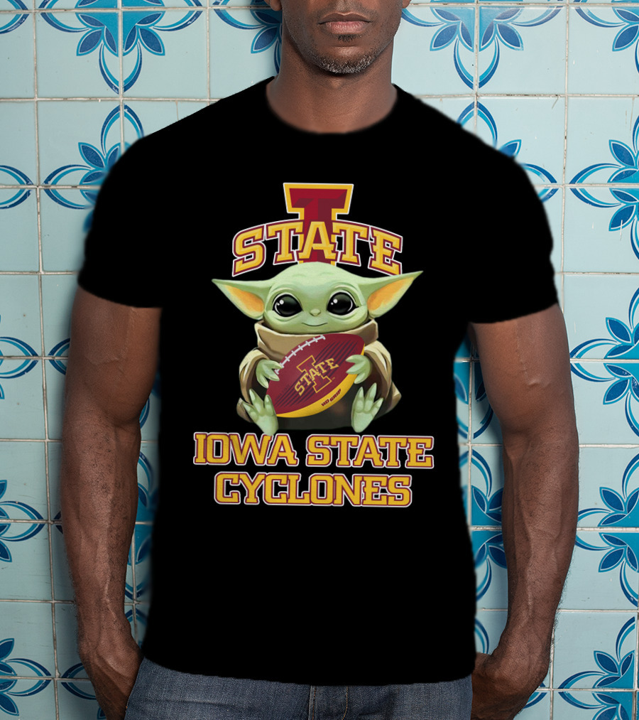 Iowa State Cyclones Baby Yoda Football T-Shirt