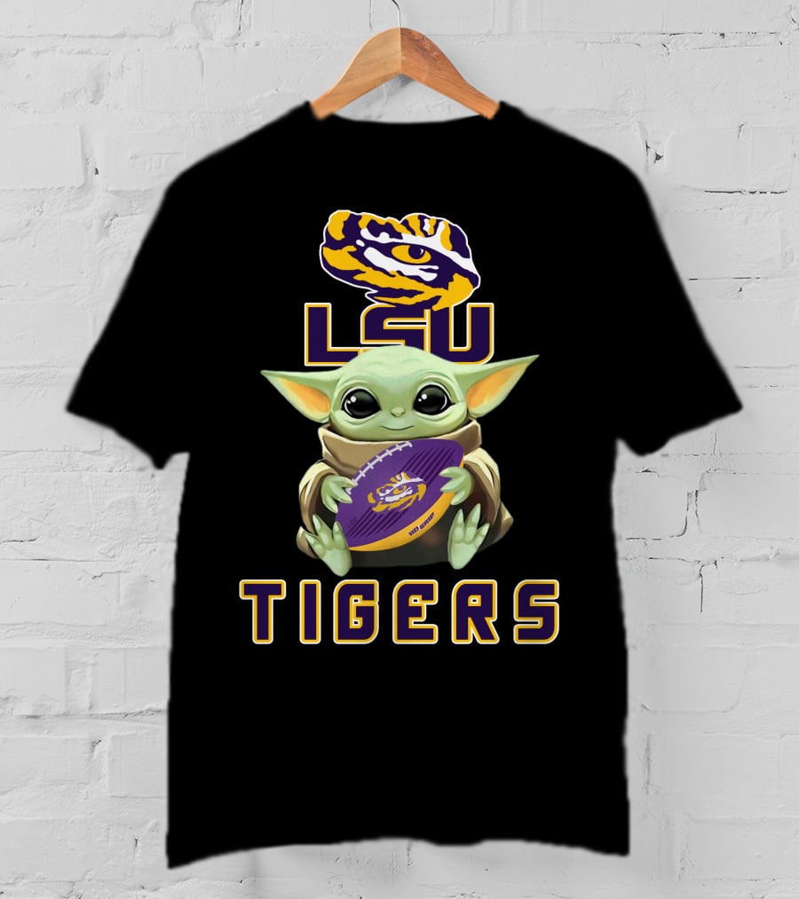 Lsu Tigers Baby Yoda Football T-Shirt