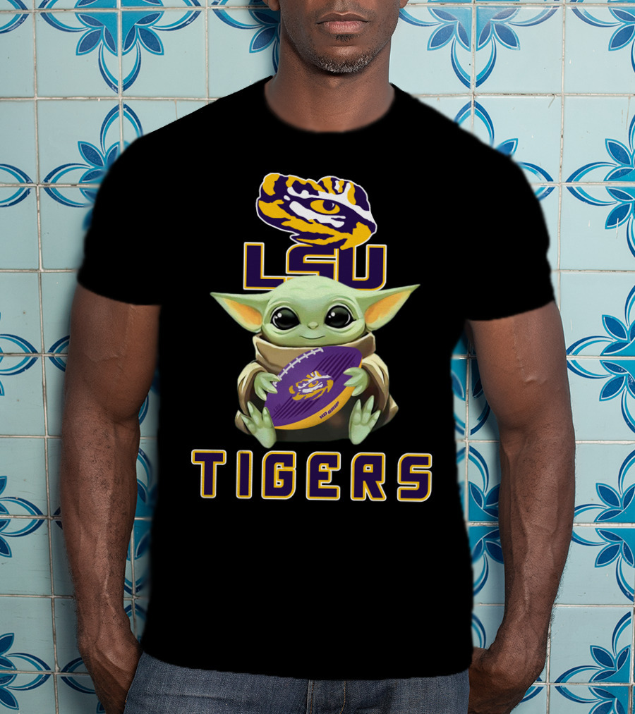Lsu Tigers Baby Yoda Football T-Shirt