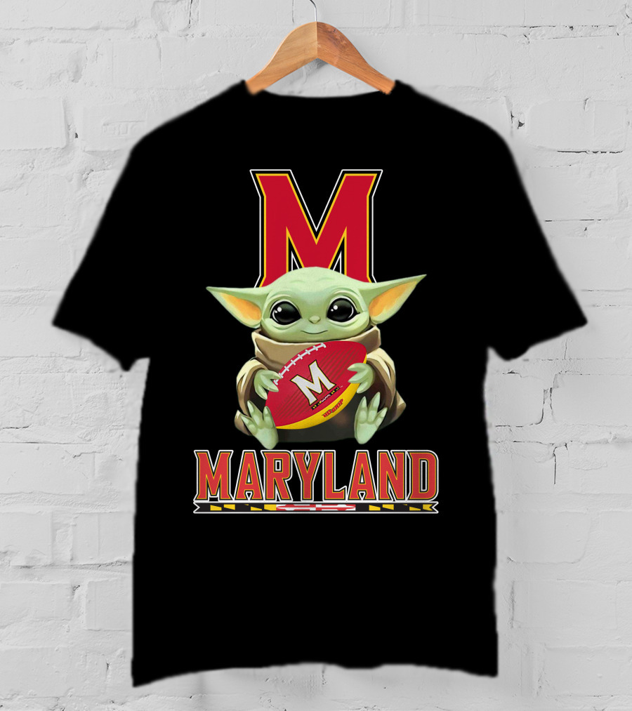Maryland Terrapins Baby Yoda Football Fan T-Shirt