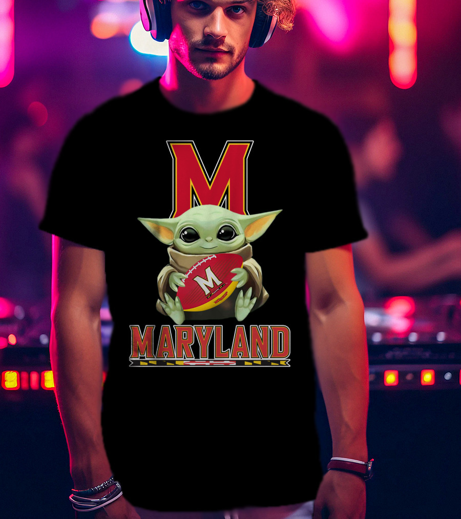 Maryland Terrapins Baby Yoda Football Fan T-Shirt
